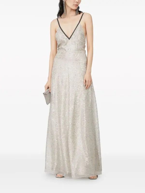 Brunello Cucinelli o1w1db10825 Dress in Light Beige Size M / US 6-8 / IT 42-44 - 2 Thumbnail