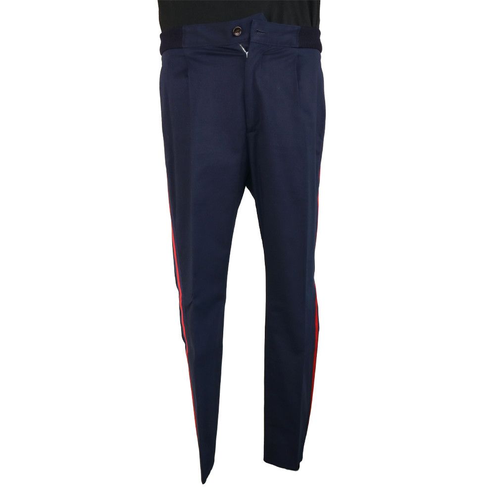 Gucci Gucci Navy Pleated Trousers with Red Side Stripe Size 50R - 1 Thumbnail