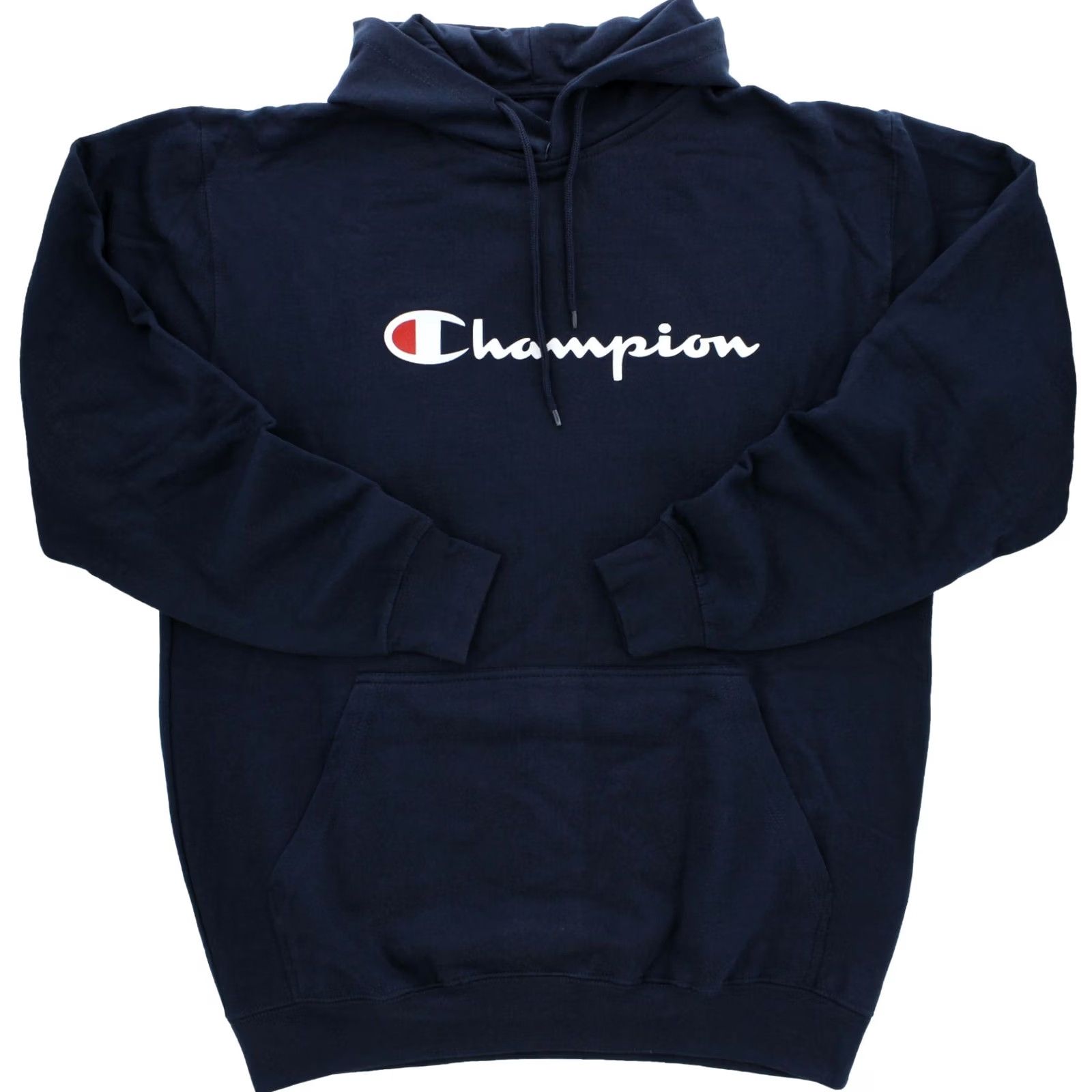 Champion Champion Men's Script Hoodie Sweatshirt Big & Tall Pullover CH1013 Navy Crew Neck Long Sleeve Fleece Logo Graphic Print Gym Wear Men XLt Boys Mens Size US XL / EU 56 / 4 - 2 Thumbnail