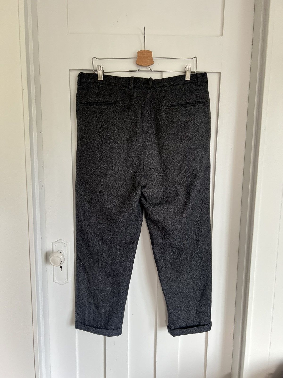 Olive Wide-Cut Twill Volk Trousers Gray Size US 36 / EU 52 - 2 Thumbnail