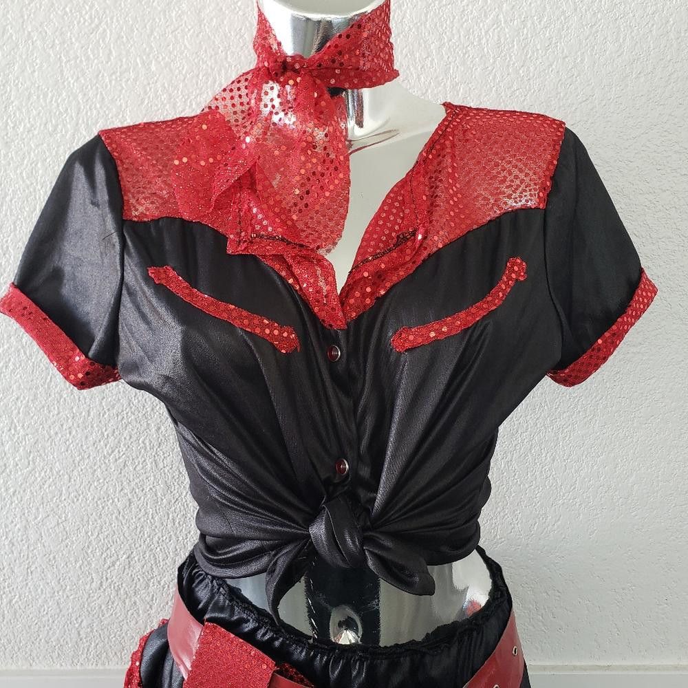 Designer Black Red Cowgirl Adult Costume Size ONE SIZE - 2 Thumbnail