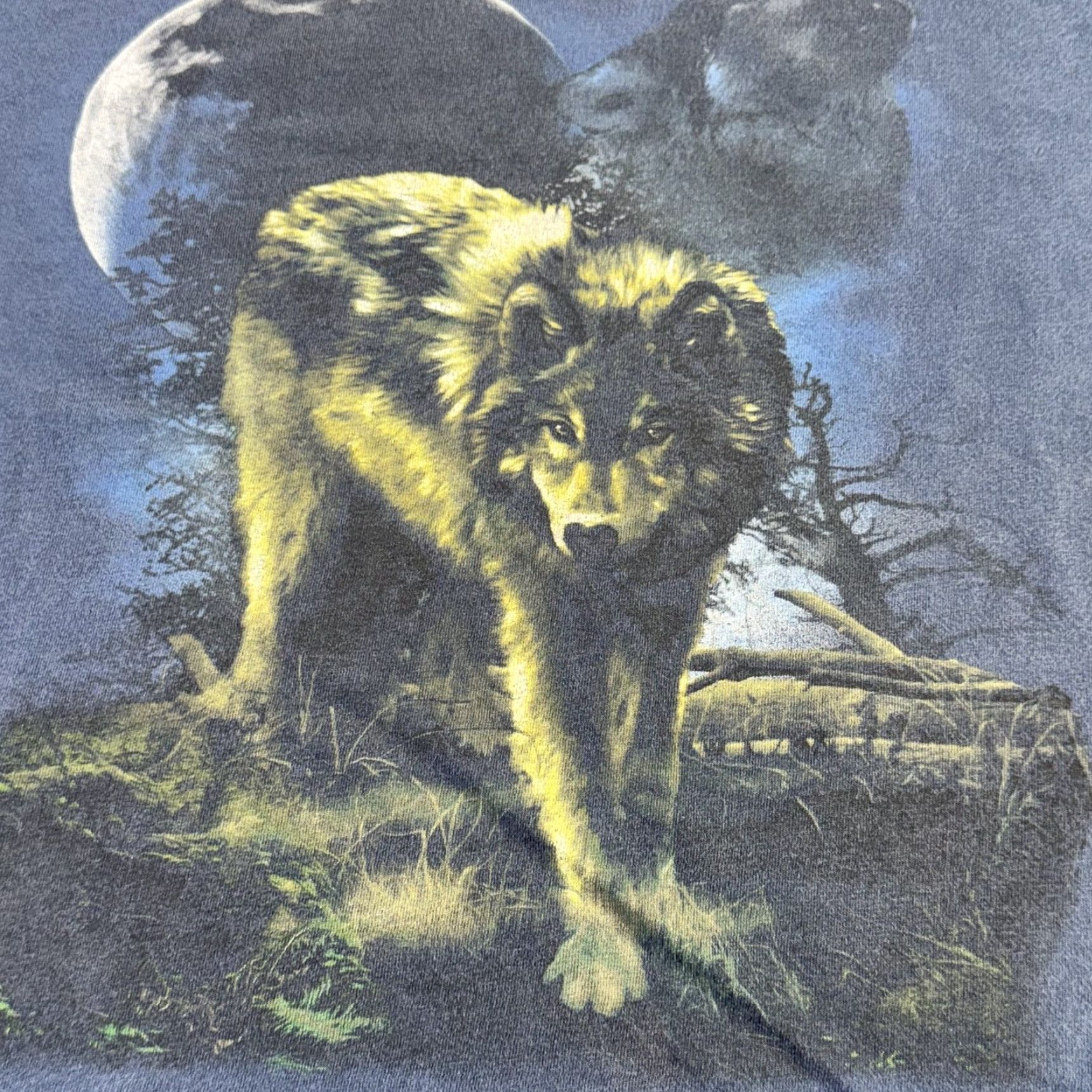 Vintage Outdoor Life Shirt Mens Medium Blue Wolf Moon Graphic Nature Tee Wildlife Animal Size US M / EU 48-50 / 2 - 2 Thumbnail