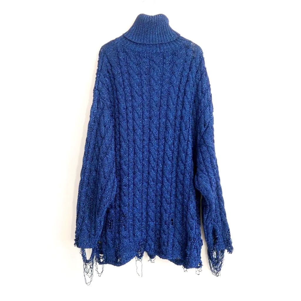 Balenciaga Balenciaga Resort 2021 Destroyed Turtleneck Sweater Blue Size XS / US 0-2 / IT 36-38 - 5 Thumbnail