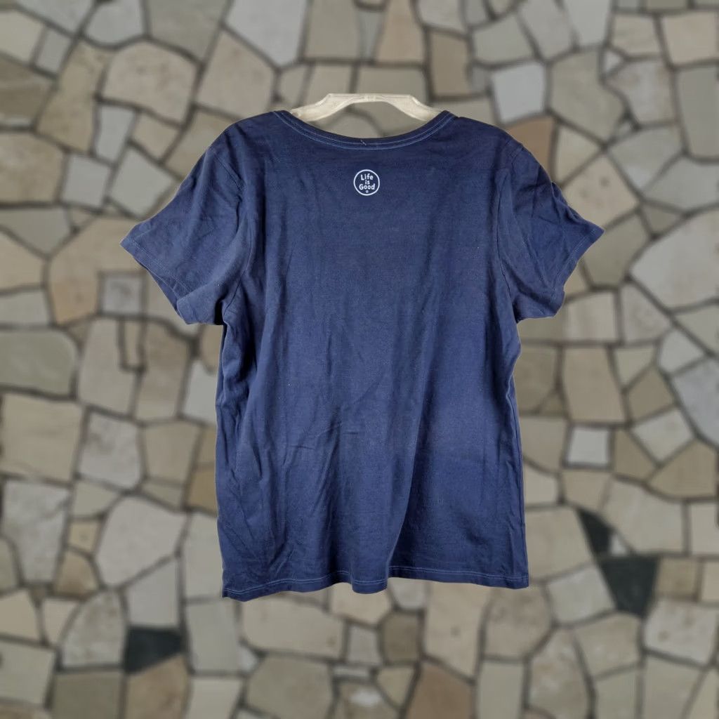 Life is Good Life is Good Womens Short Sleeve Americana Palms Scoop Shirt Size L Blue Cotton Size L / US 10 / IT 46 - 1 Thumbnail