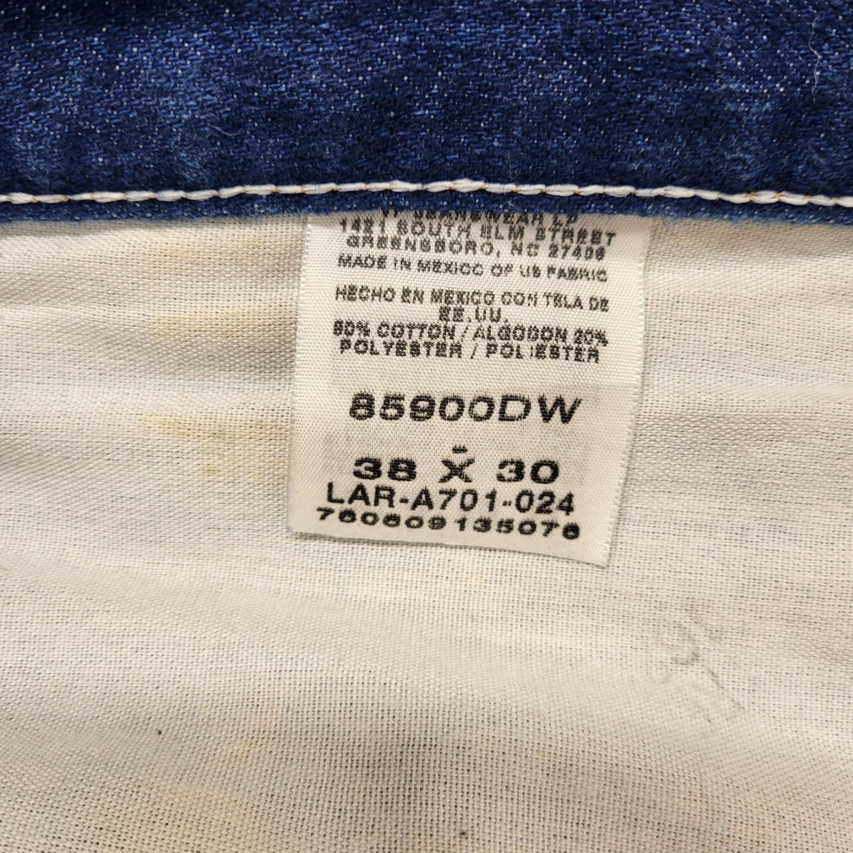 Wrangler Wrangler Mens Jeans Regular Fit Denim Dark Wash Straight Leg 38x30 85900DW Size US 38 / EU 54 - 2 Thumbnail