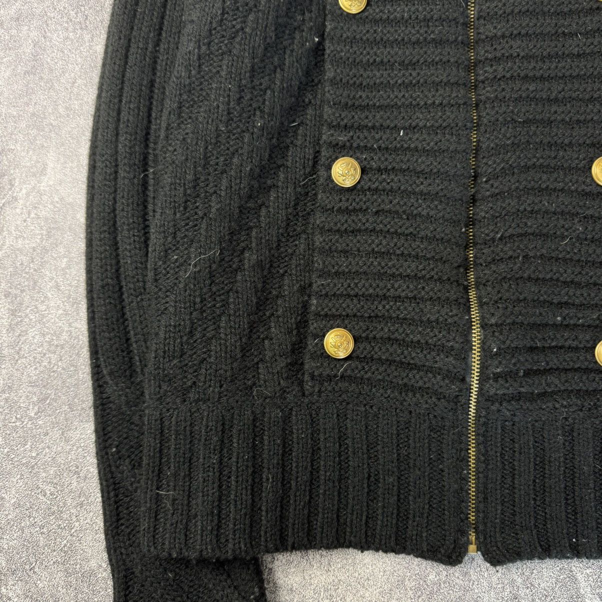 If Six Was Nine Napoleon Black Knitted Military Cardigan Gold Crest Buttons Size S / US 4 / IT 40 - 5 Thumbnail