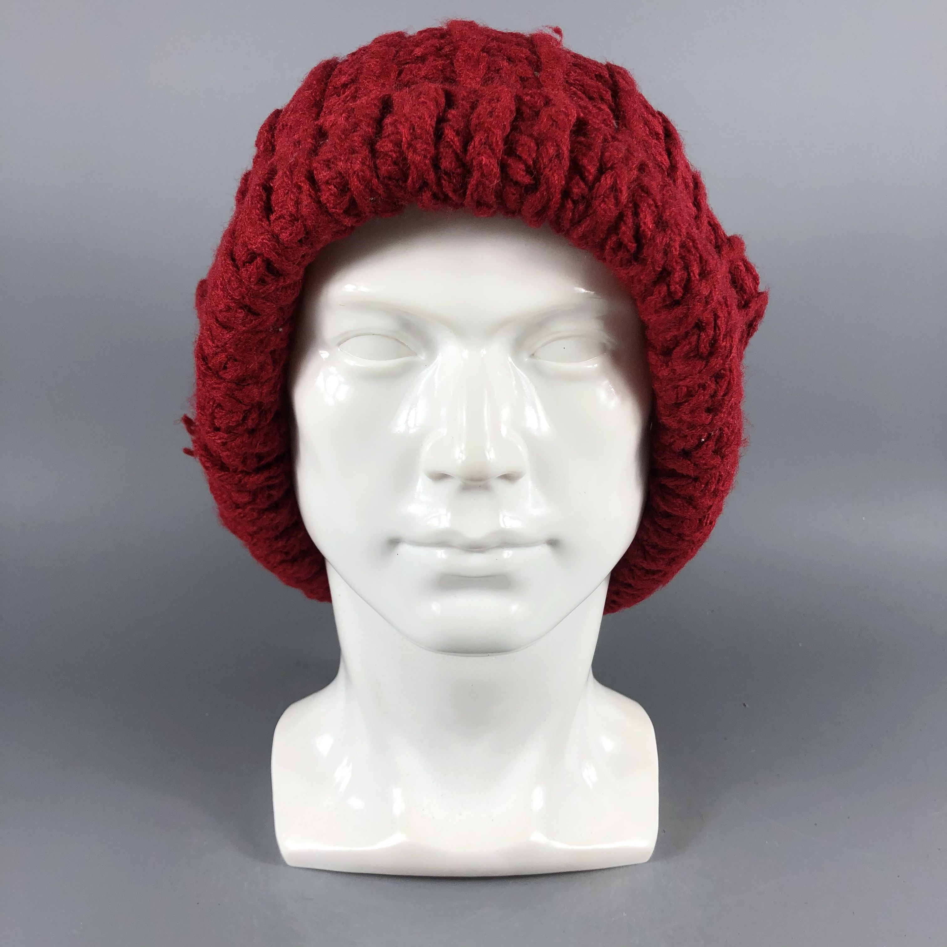 image of Vintage Knit Slouchy Snow Hat Snow Cap -D901 in Red, Men's