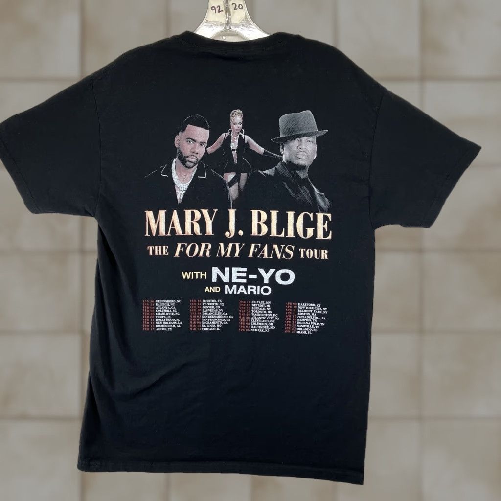 Fruit Of The Loom Mary J Blige Shirt Medium Black All Cotton Bling Graphic Crew Neck Tour Ne-Yo & Mario Size M / US 6-8 / IT 42-44 - 1 Thumbnail