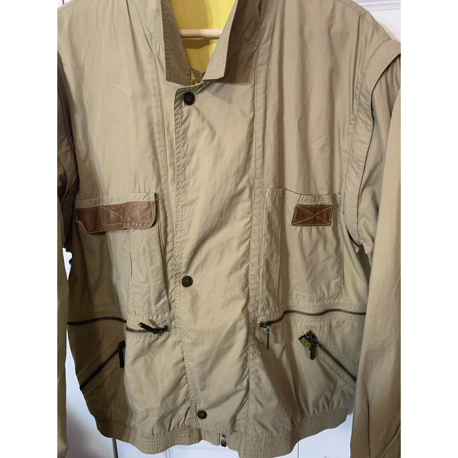 Other Vtg Ciesse Piumini Tan & yellow full zip windbreaker jacket Size US L / EU 52-54 / 3 - 7 Thumbnail