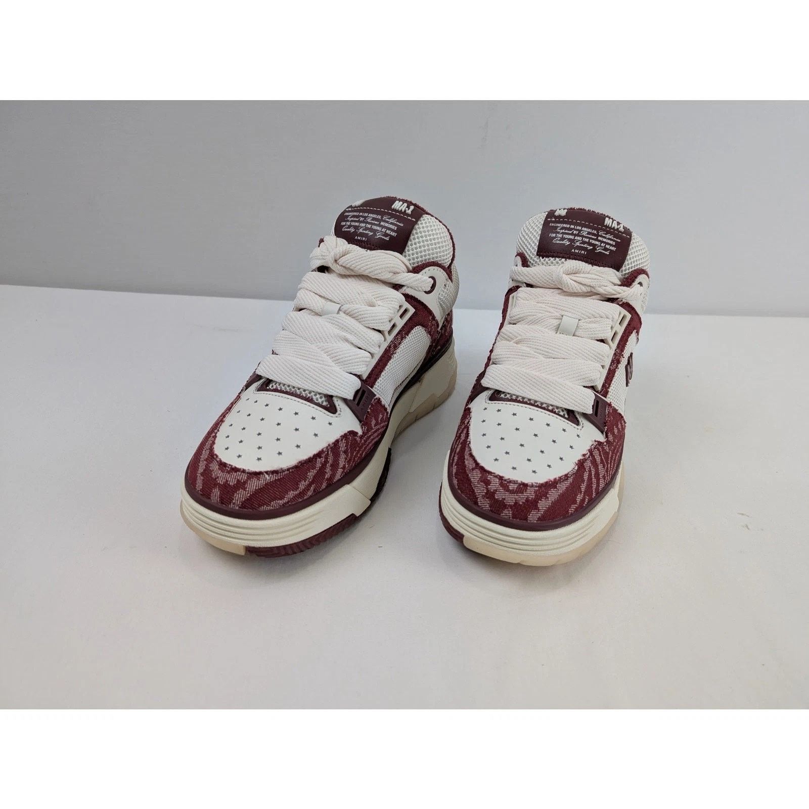 Amiri o1rshd1 Bandana Denim MA-1 Sneakers in Burgundy Size US 12 / EU 45 - 6 Thumbnail