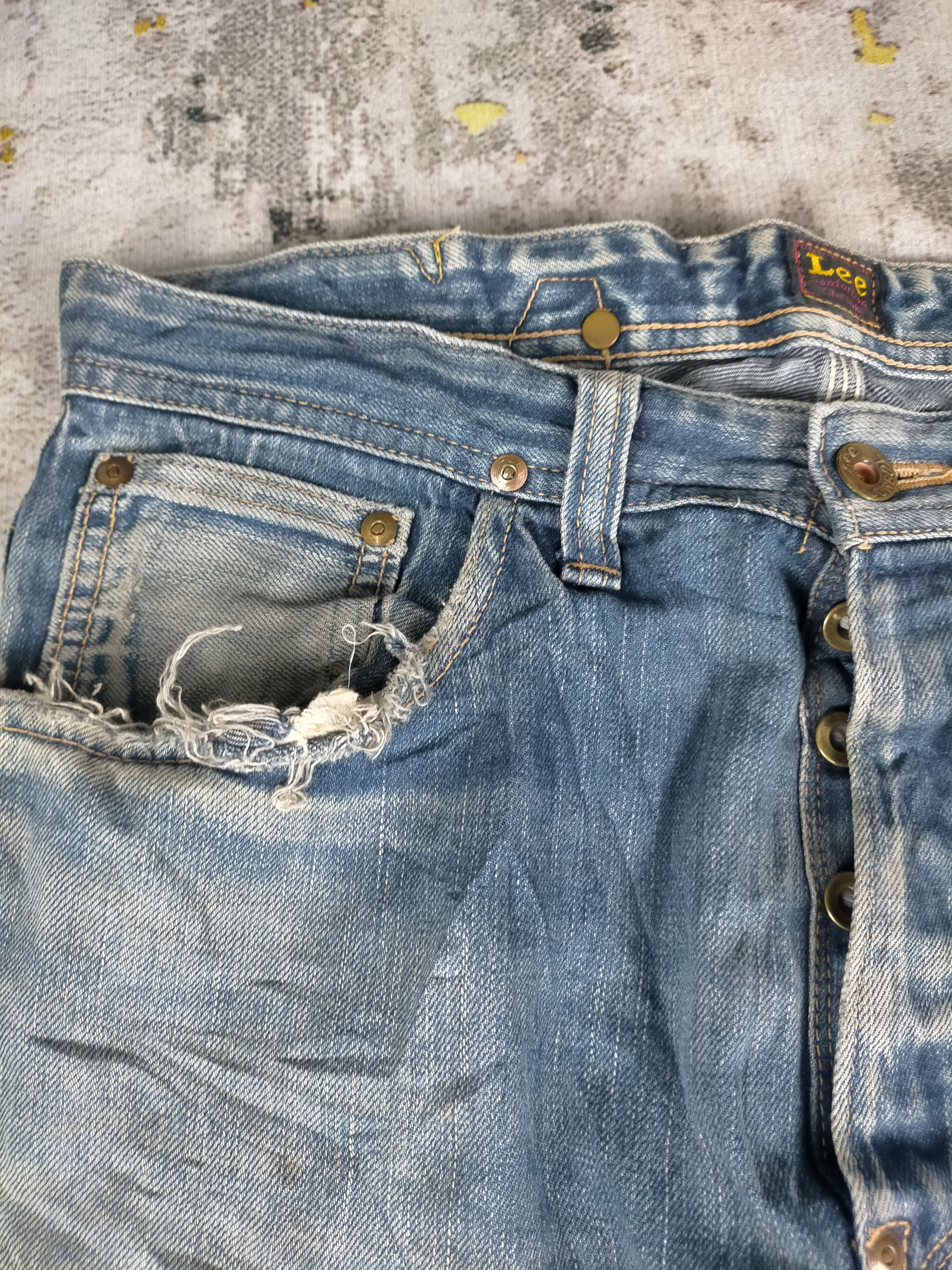 Lee 🔥 Vintage Lee Cowboy Selvedge Distressed Washed Jeans Size US 33 - 3 Thumbnail