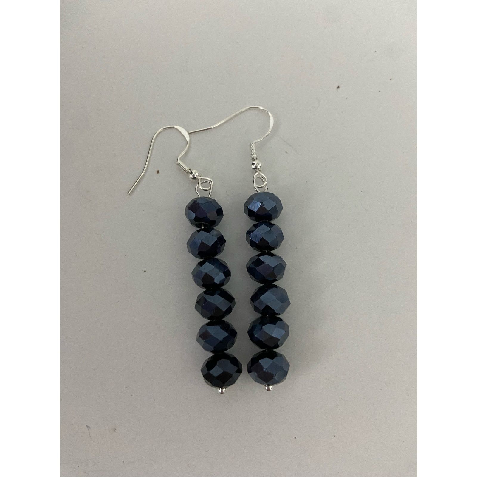 Handmade navy blue glass bead earrings Size ONE SIZE - 3 Thumbnail