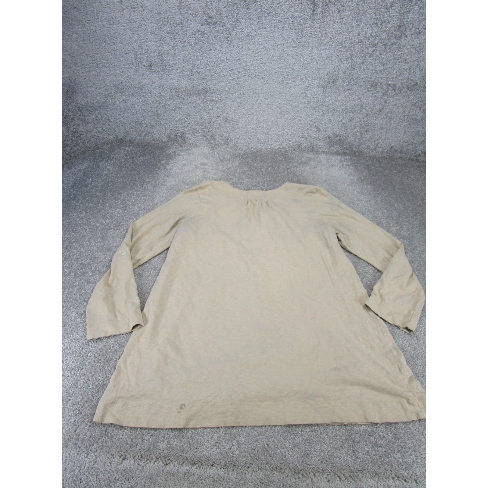 J. Jill J. Jill Shirt Womens L Beige Cotton V Neck Long Sleeve Stains Size L / US 10 / IT 46 - 4 Thumbnail