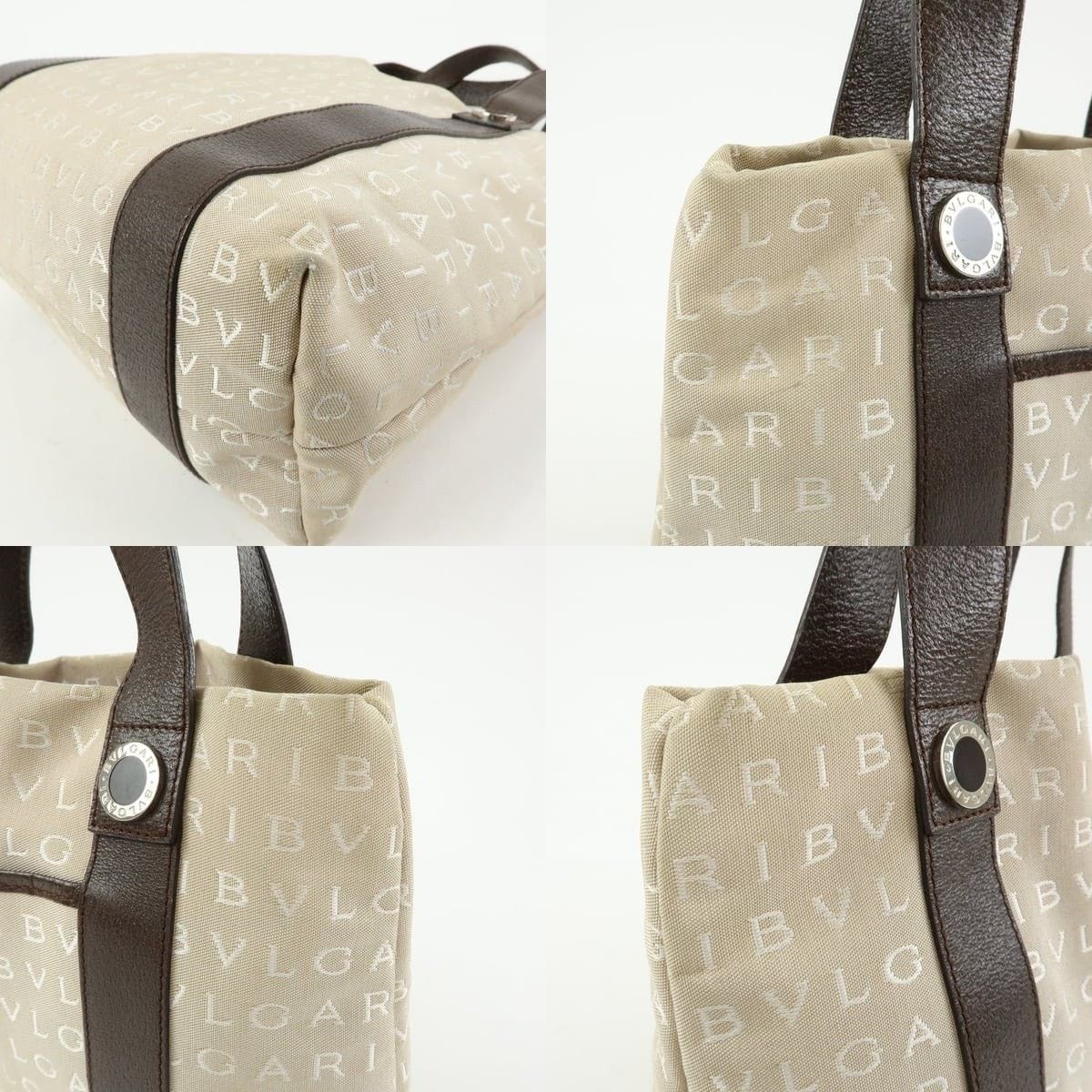 Bvlgari Bvlgari Logo Mania Canvas & Leather Tote Beige Size ONE SIZE - 5 Thumbnail