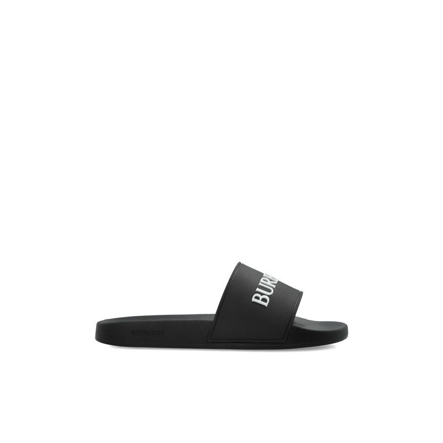 Burberry Black Rubber Flip Flops New And Authentic (Men's si