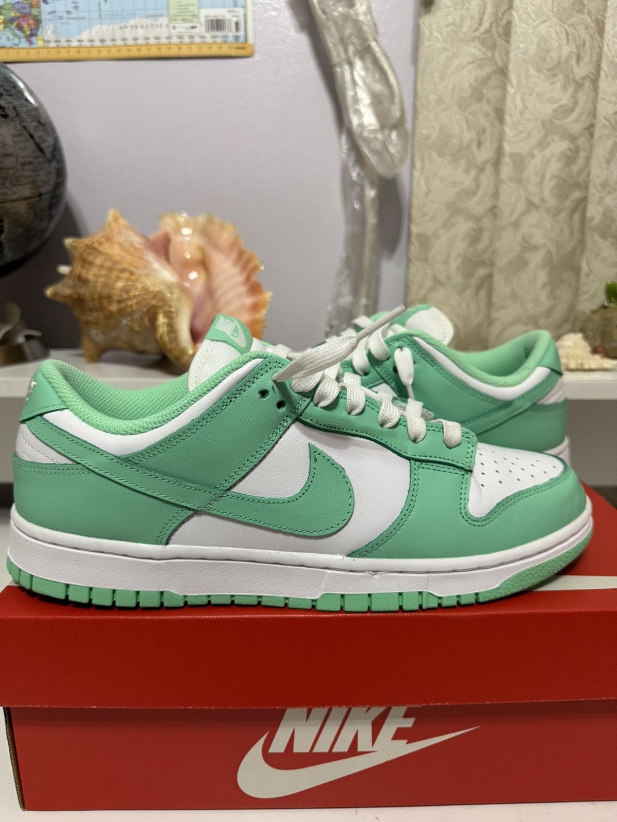 image of Nike Dunk Low “Green Glow” W Shoes in Mint/White, Men's (Size 9.5)