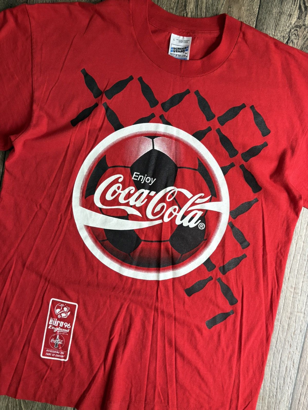 Coca Cola Vintage Coca Cola Promo Euro 1996 Football Single Stitch Tee Size US L / EU 52-54 / 3 - 2 Thumbnail
