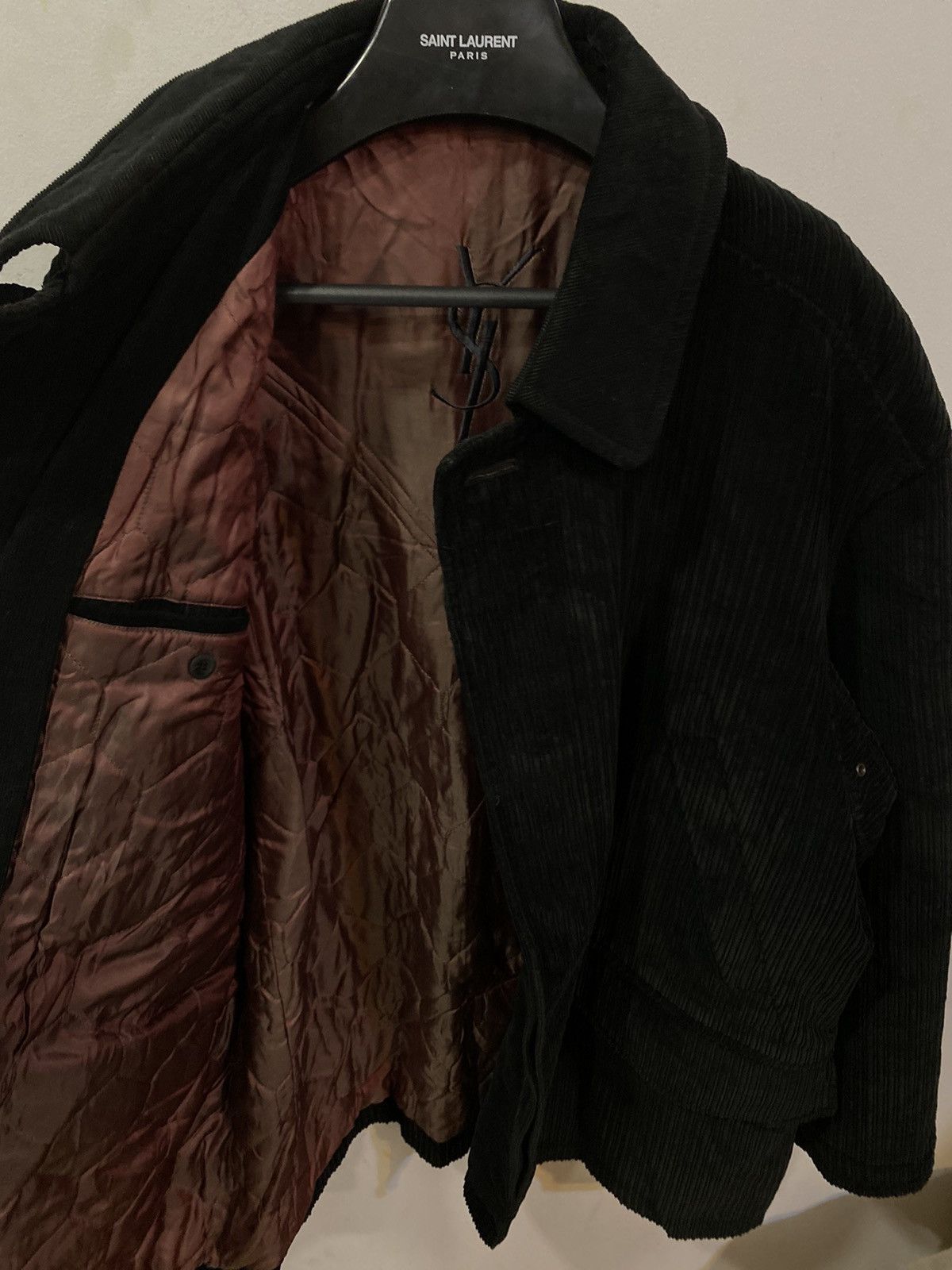Yves Saint Laurent 90s Corduroy Black YSL Jacket Coat Warm Winter Parka Size US L / EU 52-54 / 3 - 15 Thumbnail