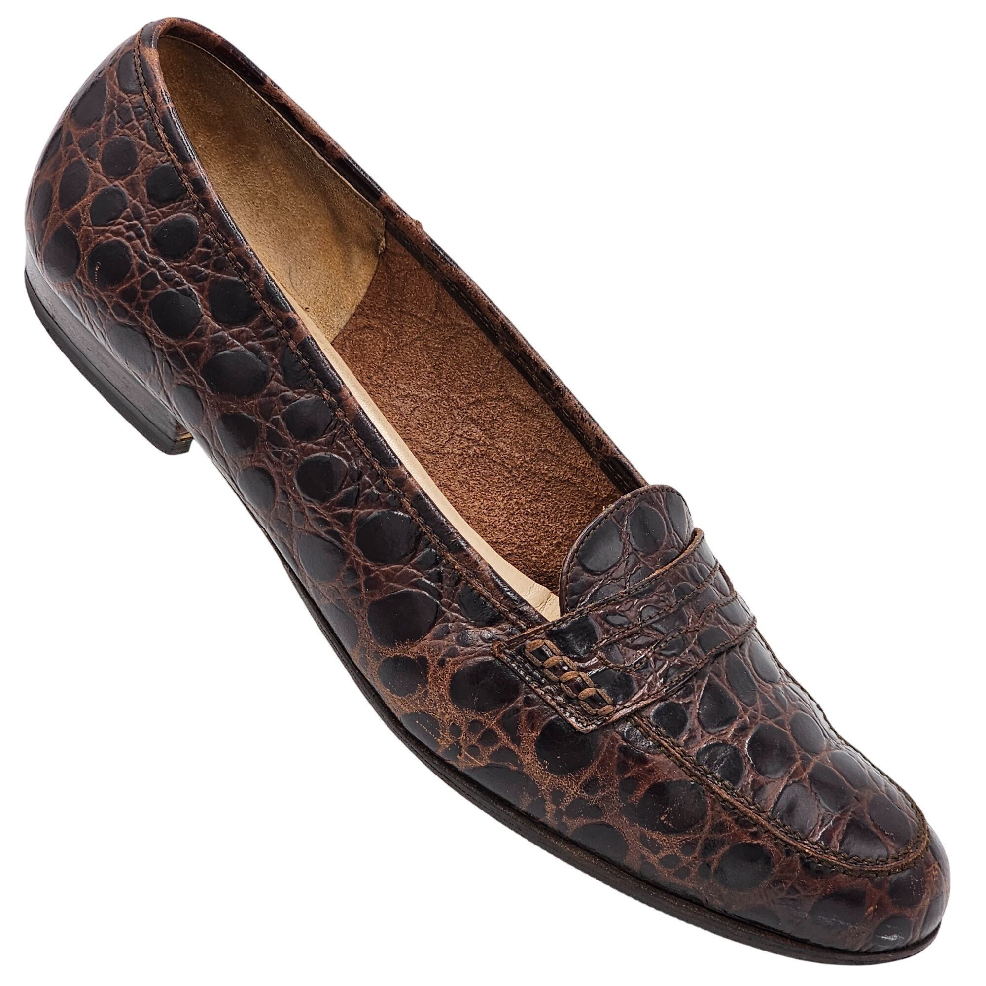 Salvatore Ferragamo Vintage Salvatore Ferragamo Italy Crocodile Alligator Emb. Size US 8.5 / IT 38.5 - 2 Thumbnail