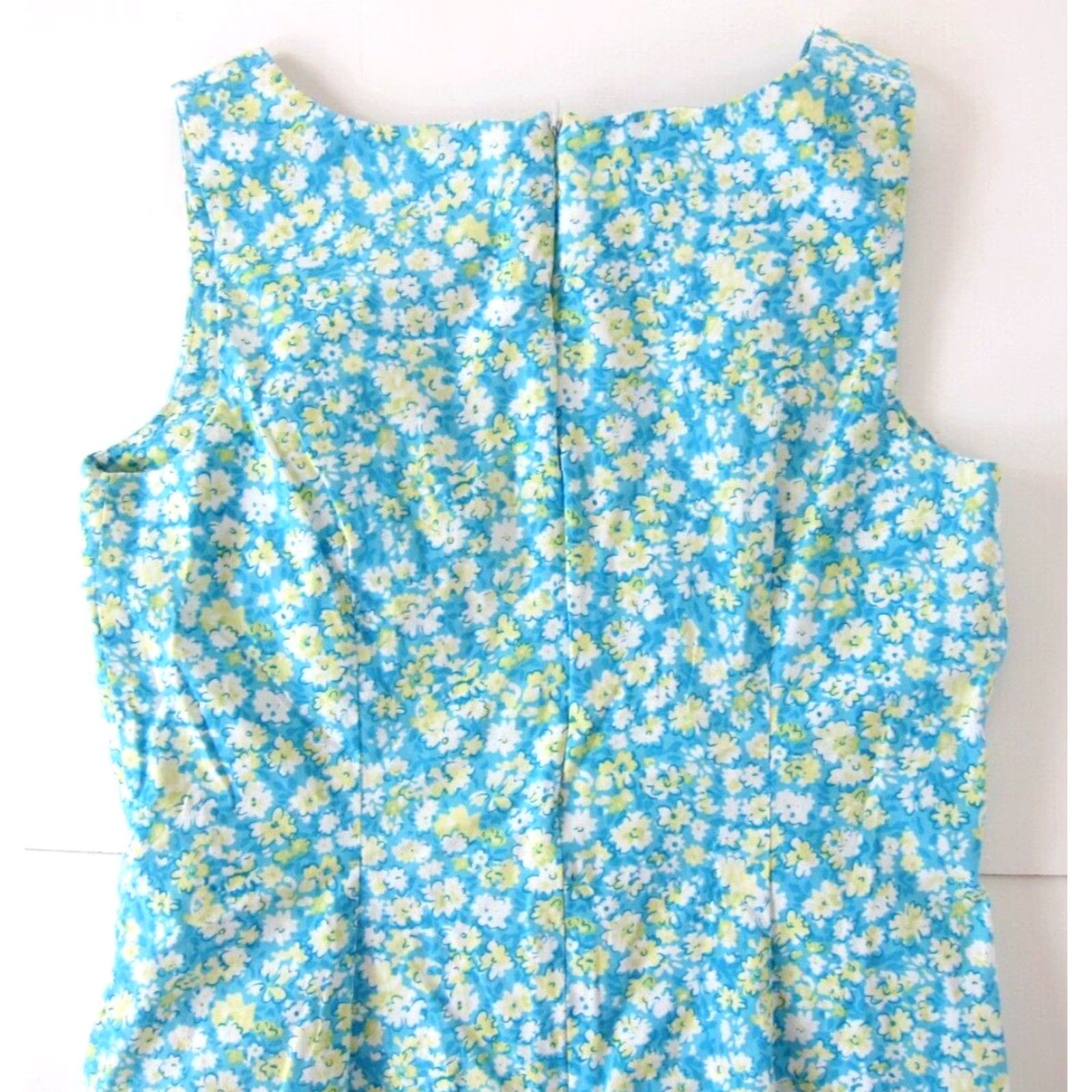 Vintage Chadwick's Real Comfort Cotton Stretch Blue Floral Tank Dress Size 8 Size M / US 6-8 / IT 42-44 - 5 Thumbnail