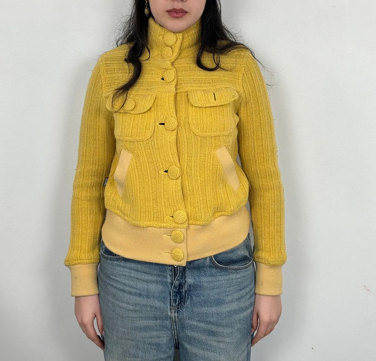 Moschino 2000s Moschino Wool Yellow Buttoned Jacket Size S / US 4 / IT 40 - 1 Thumbnail