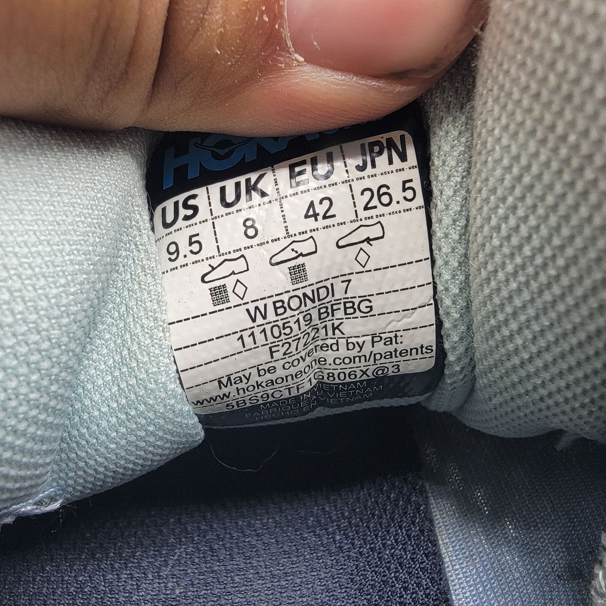Hoka Hoka One One Bondi 7 Womens 9.5 Blue Fog Sneaker Shoes Athle Size US 9.5 / IT 39.5 - 7 Thumbnail