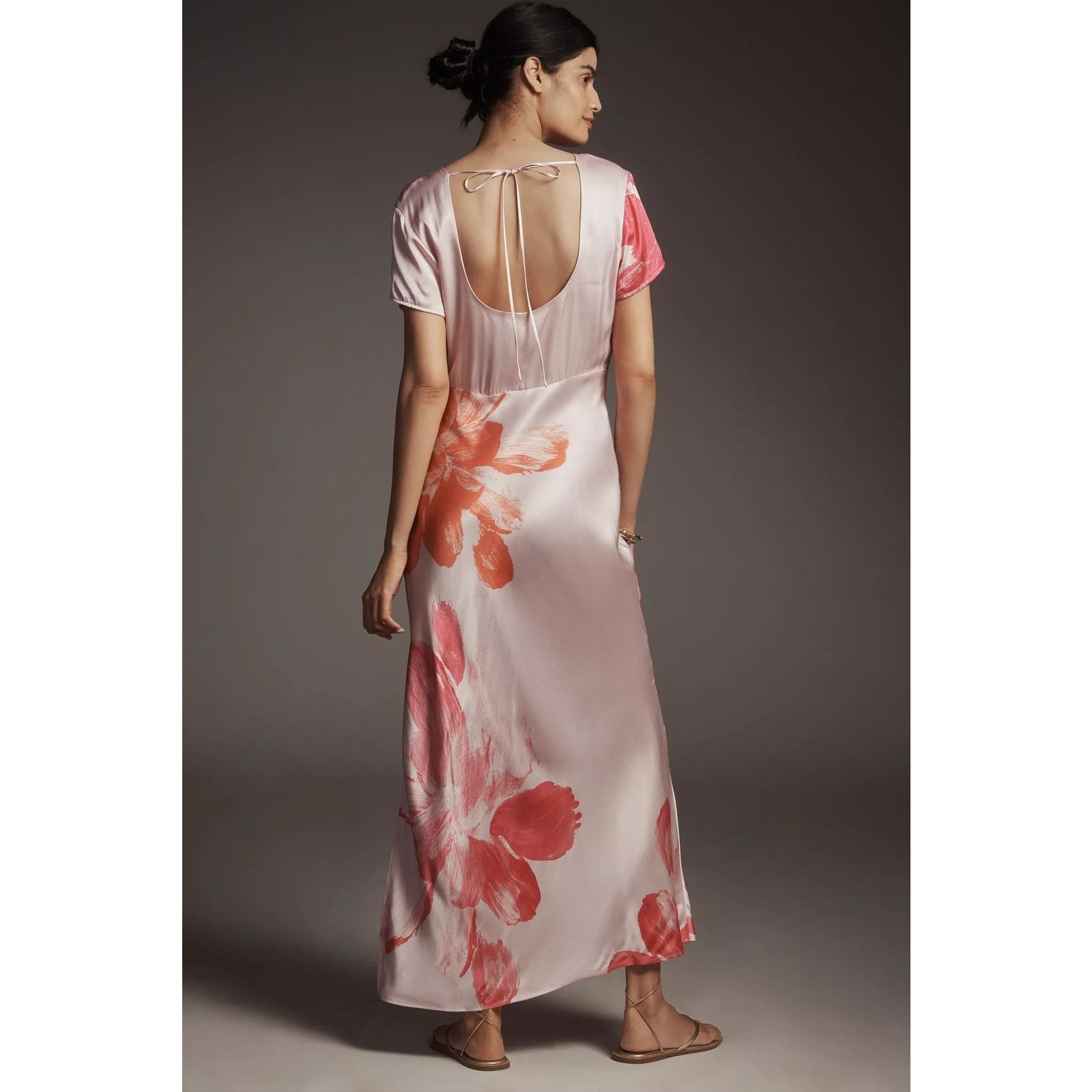 Anthropologie New Short-Sleeve Maxi Slip Dress $168 Small Pink Floral Boho Size S / US 4 / IT 40 - 4 Thumbnail