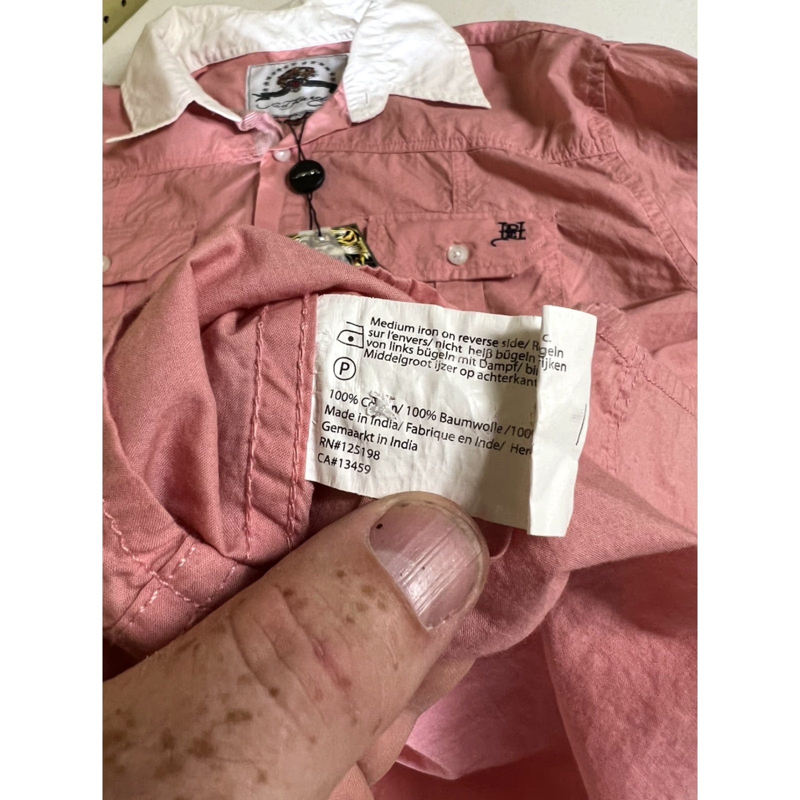 Ed Hardy VINTAGE Ed Hardy Button-Down Shirt LA Club House LA Embroidered Long Sleeve Pink L Mens Button-Up Regular Collar-Down Tattoo Style Size US L / EU 52-54 / 3 - 4 Thumbnail