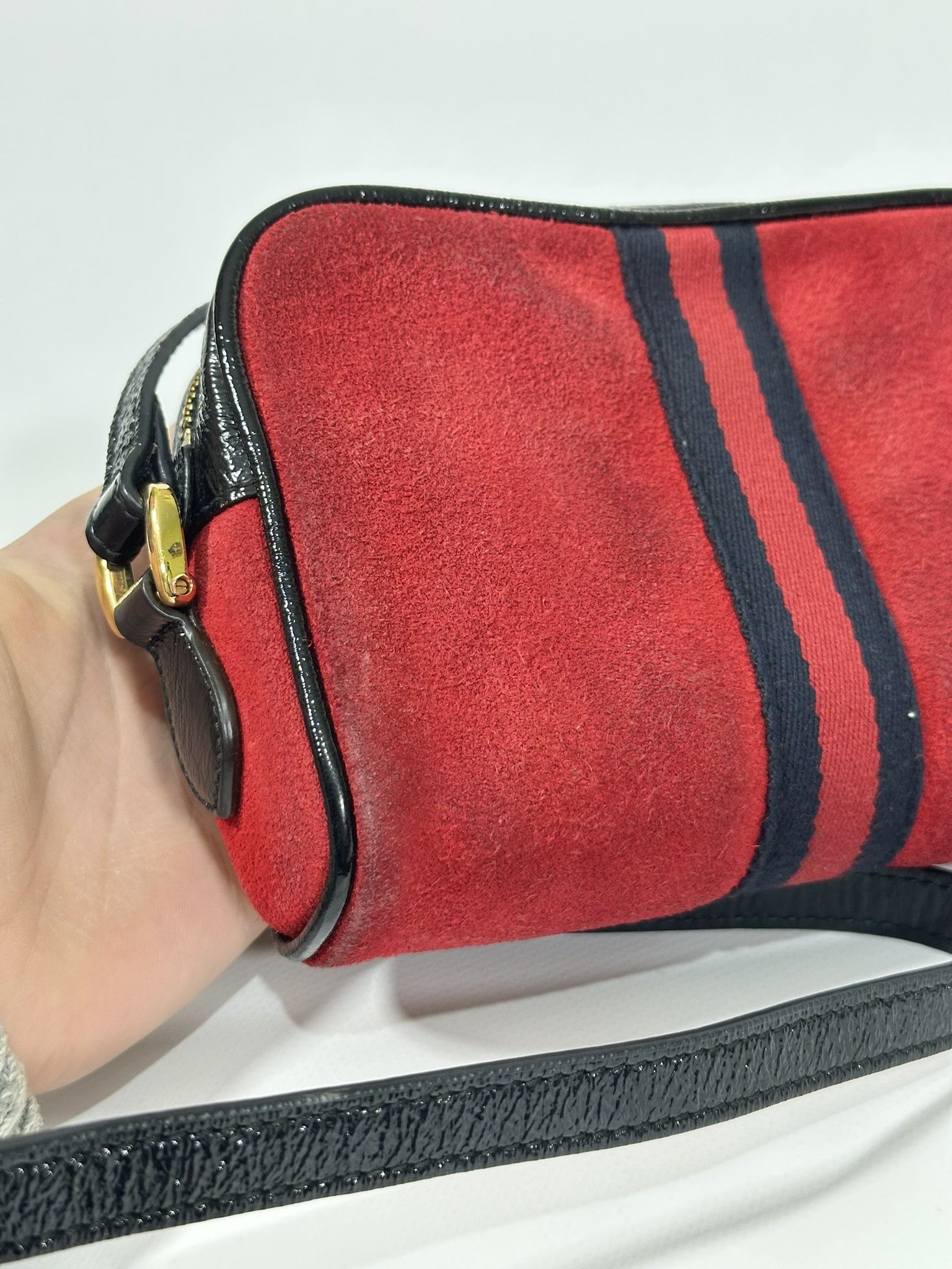 Gucci Gucci Crossbody Bag Ophidia Marmont GG Red Suede Web Size ONE SIZE - 11 Thumbnail