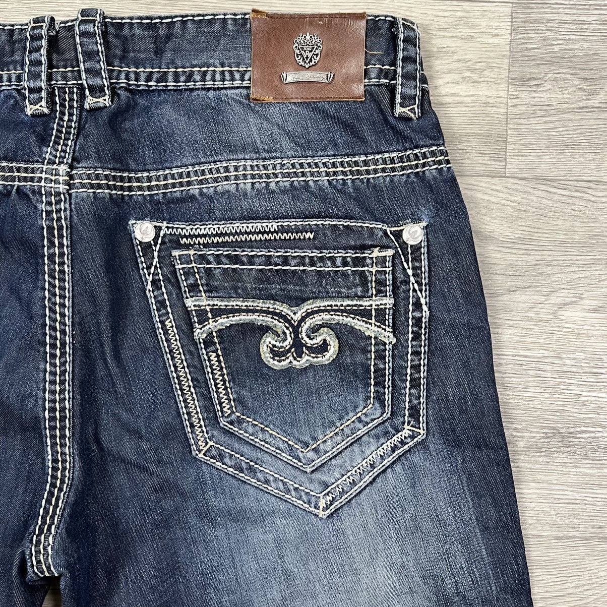 Other Blue Monkey Straight Leg Jeans Blue Denim Fleur De Lis Sz 36 Size US 36 / EU 52 - 14 Thumbnail