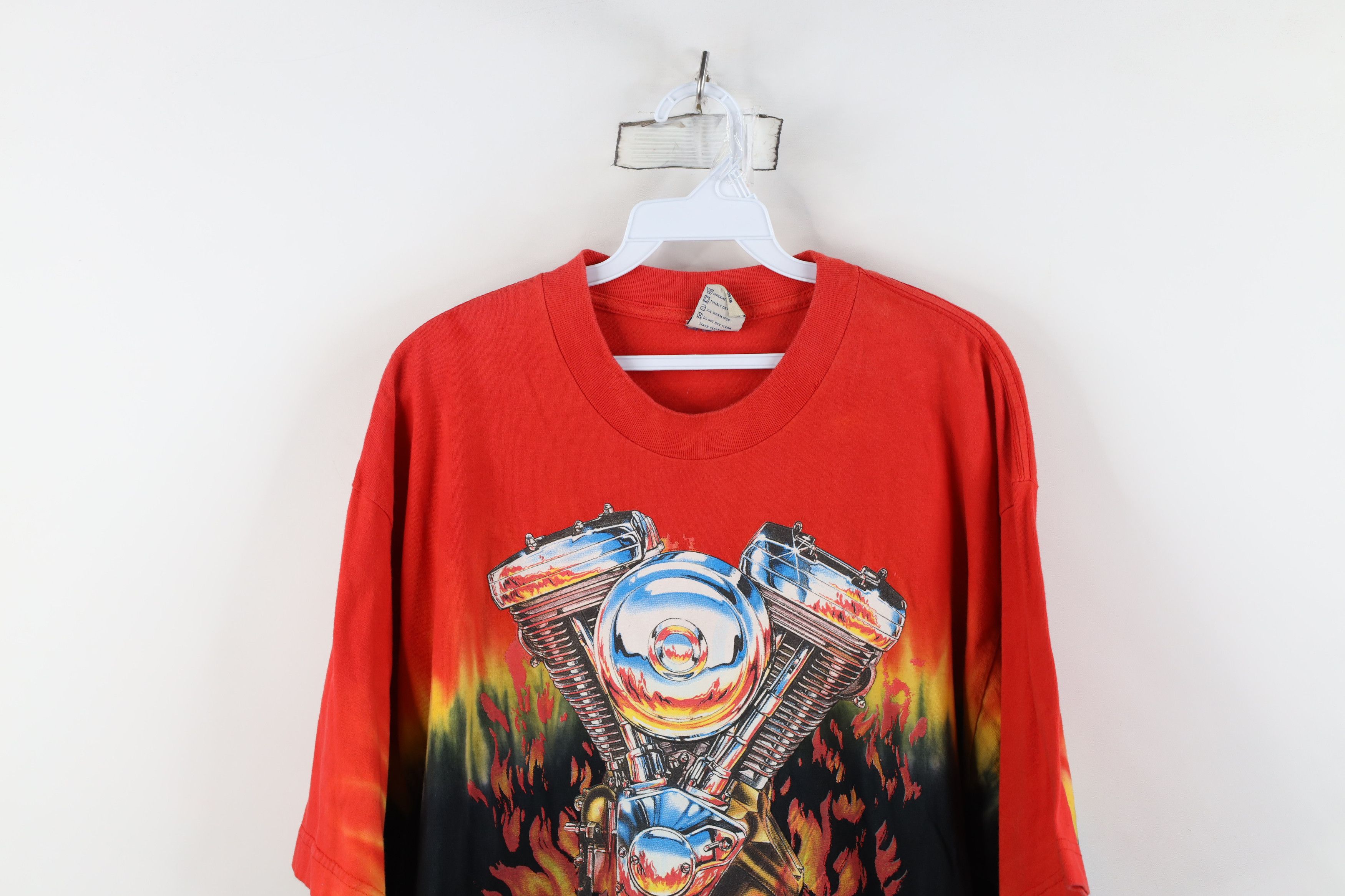 Vintage Vintage 90s Streetwear Fire Flames Engine Car Racing T-Shirt Size US XXL / EU 58 / 5 - 2 Thumbnail