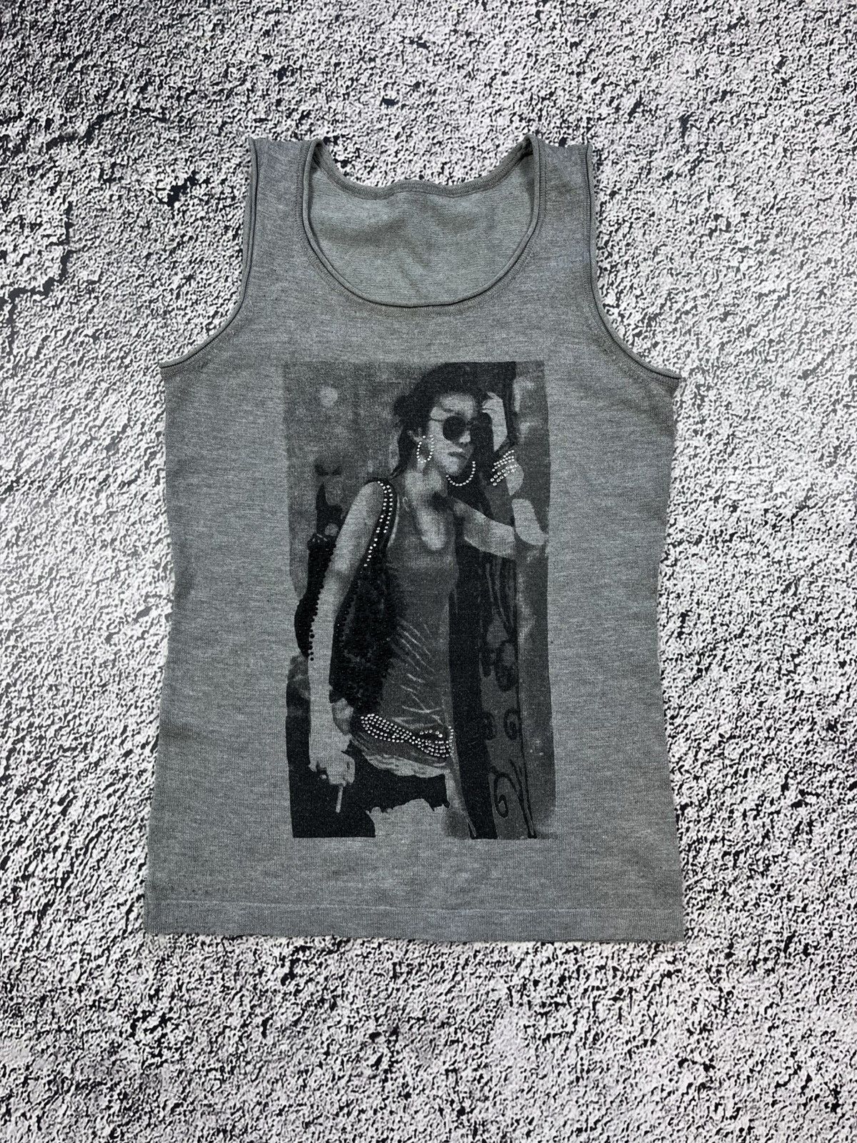 Vintage 90s DG vibe logo face knit tank top streetwear