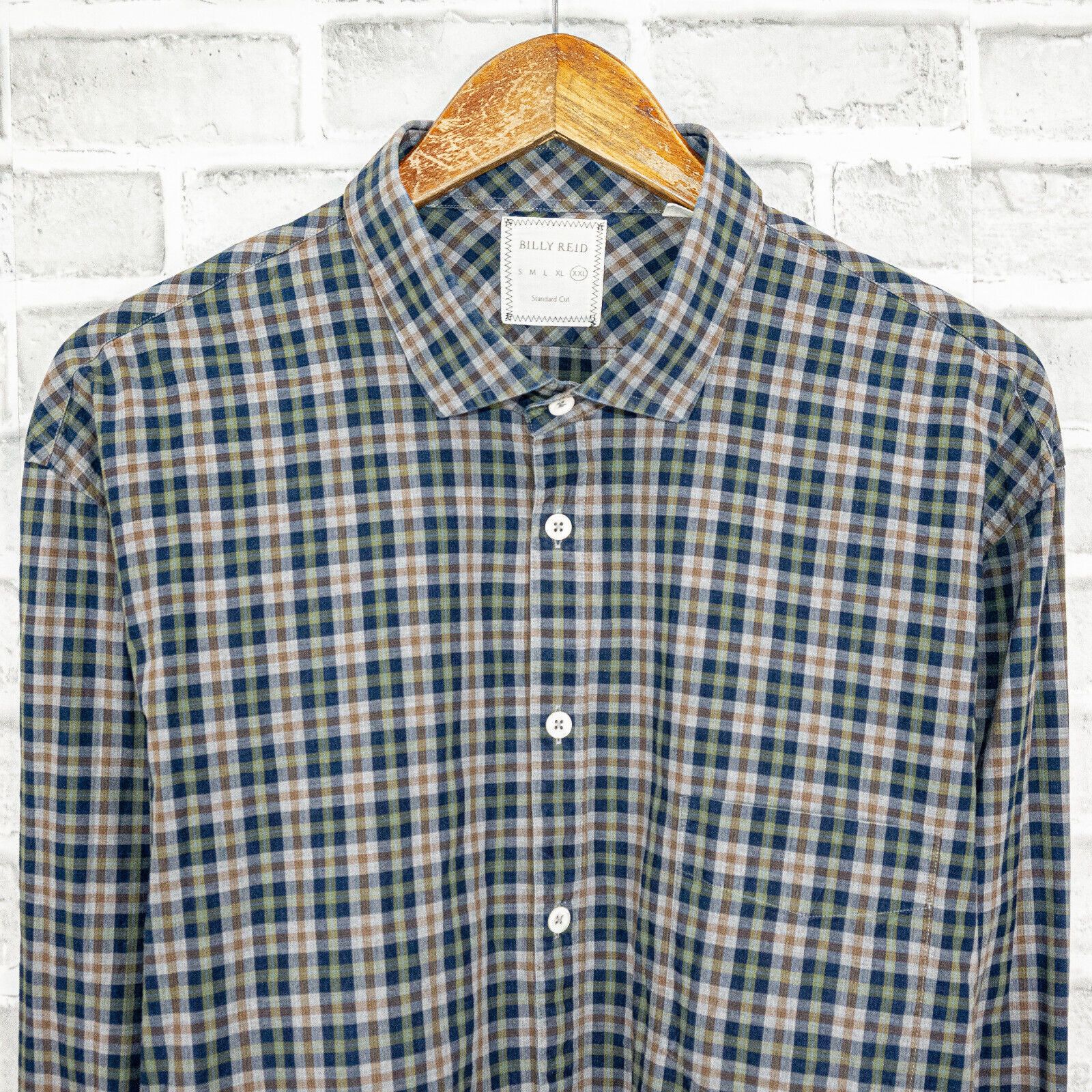 Billy Reid BILLY REID Standard Cut Button up Shirt Gray color check Size US XXL / EU 58 / 5 - 3 Thumbnail