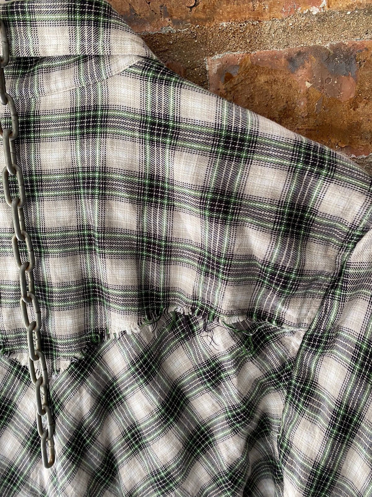 5351 POUR LES HOMMES 2000s Morgan Home Unfinished fringe shadow shirt Size US M / EU 48-50 / 2 - 15 Thumbnail
