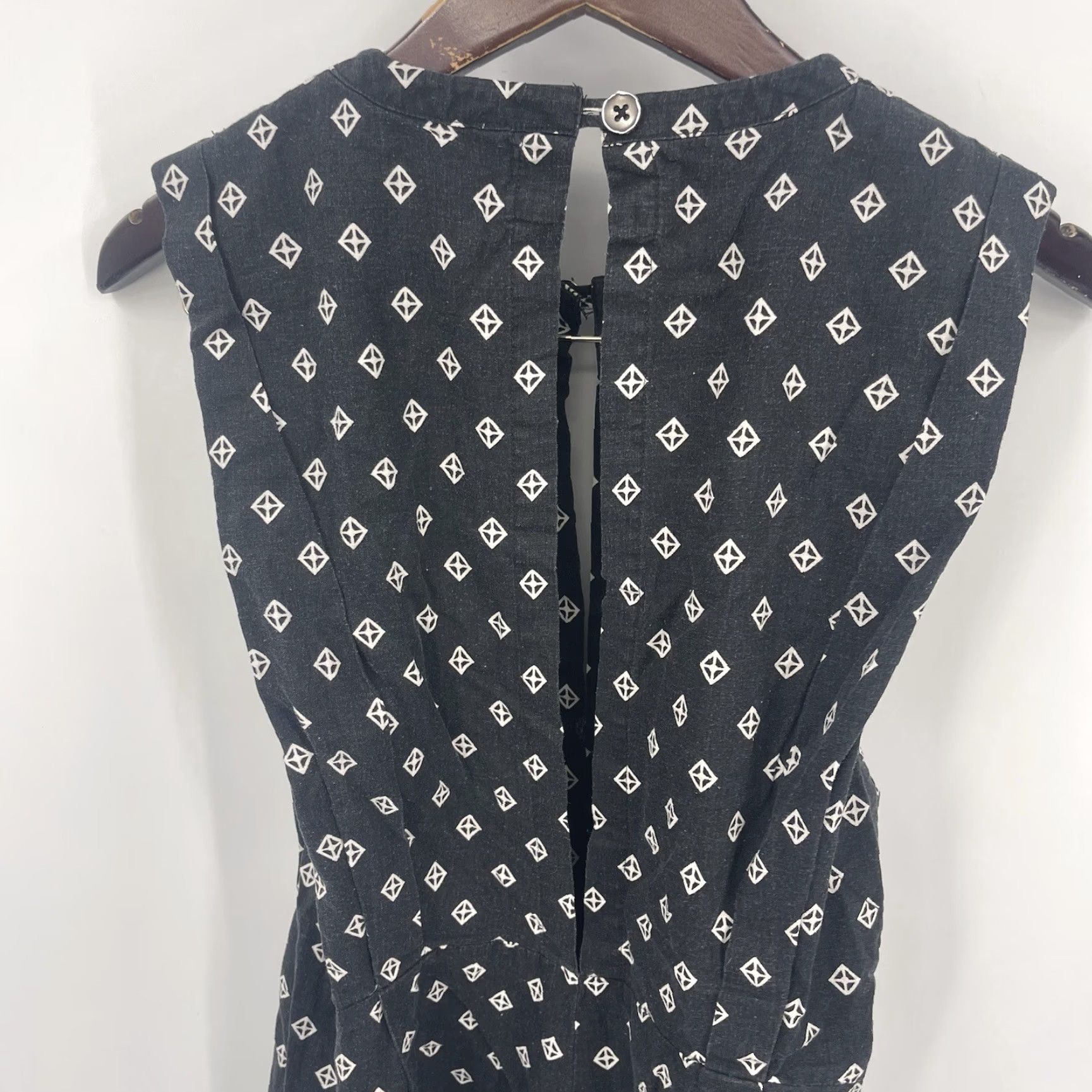 Free People Free People Geometric Print Romper Women XS Black Sleeveless Linen Blend Casual Party Size 26" / US 2 / IT 38 - 2 Thumbnail