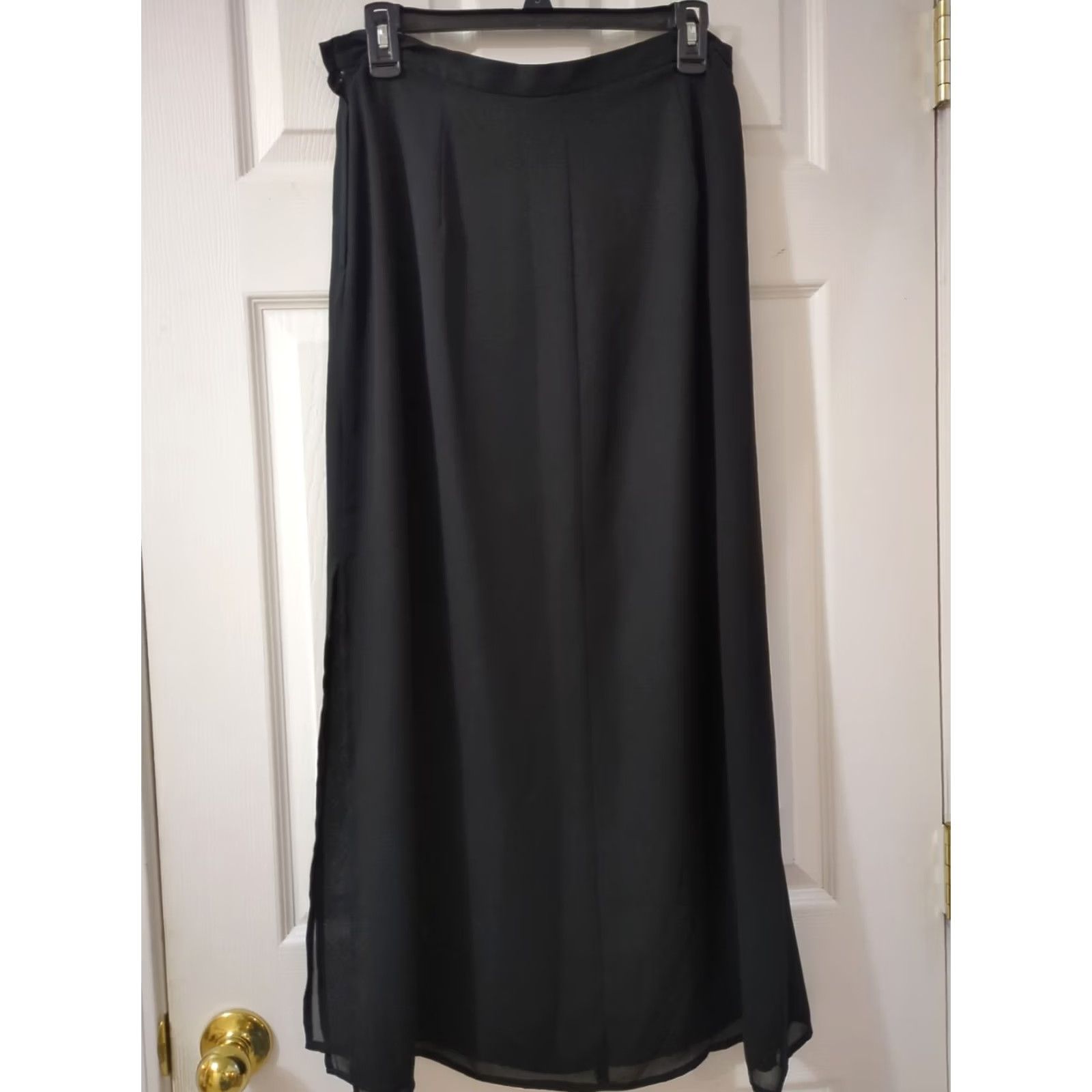 Vintage First Issue Skirt Womens 12 Black Long Side Zip Embroidery Flowers Size 34" / US 12 / IT 48 - 3 Thumbnail