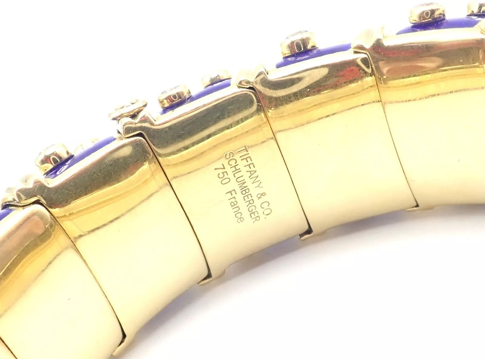 Tiffany & Co. Schlumberger Dots 18k gold Diamond Enamel Bangle Bracelet Size ONE SIZE - 7 Thumbnail