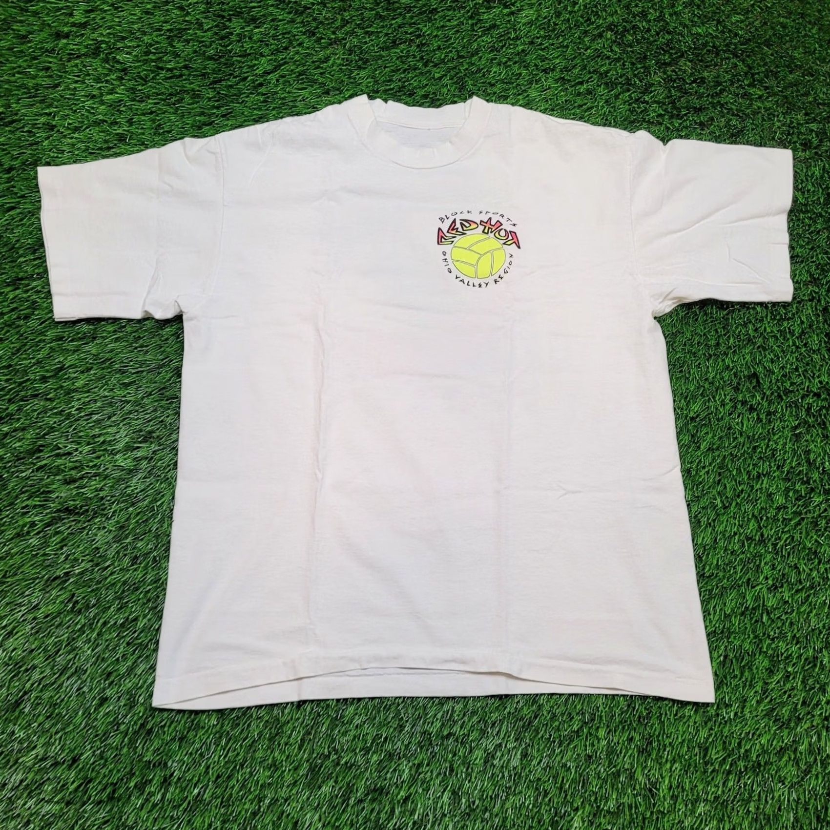 Vintage VTG 1992 Kent State Tour Neon T-Shirt Single Stitch 90s Boxy Fit L USA Shirt Men Crew Neck Short Sleeve White 90s College University Theme Boys Mens Size US L / EU 52-54 / 3 - 4 Thumbnail