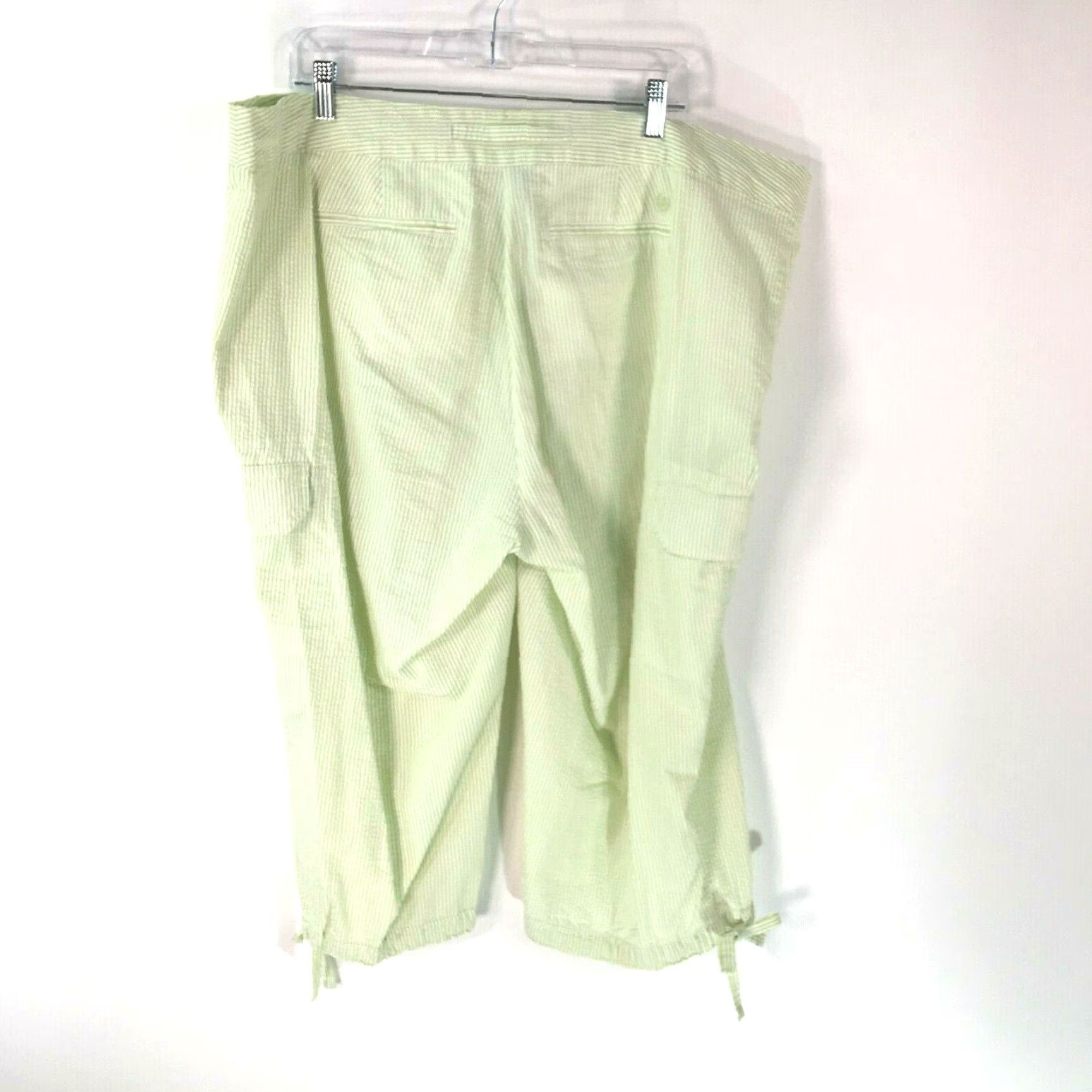 Izod IZOD Women's High Rise Drawstring Light Green Capri Pants Size 20W - Casual, Striped, Regular Fit Size 42" / US 20 - 2 Thumbnail