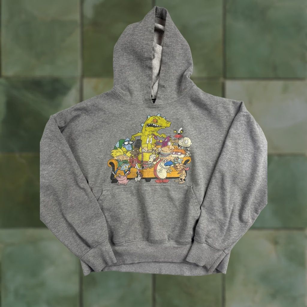 Alife LIFE Hoodie Mens XL Gray Sweatshirt Pullover Nickelodeon 90s Cartoon Graphic Print Crew Neck Pockets Fleece Size US XL / EU 56 / 4 - 1 Thumbnail