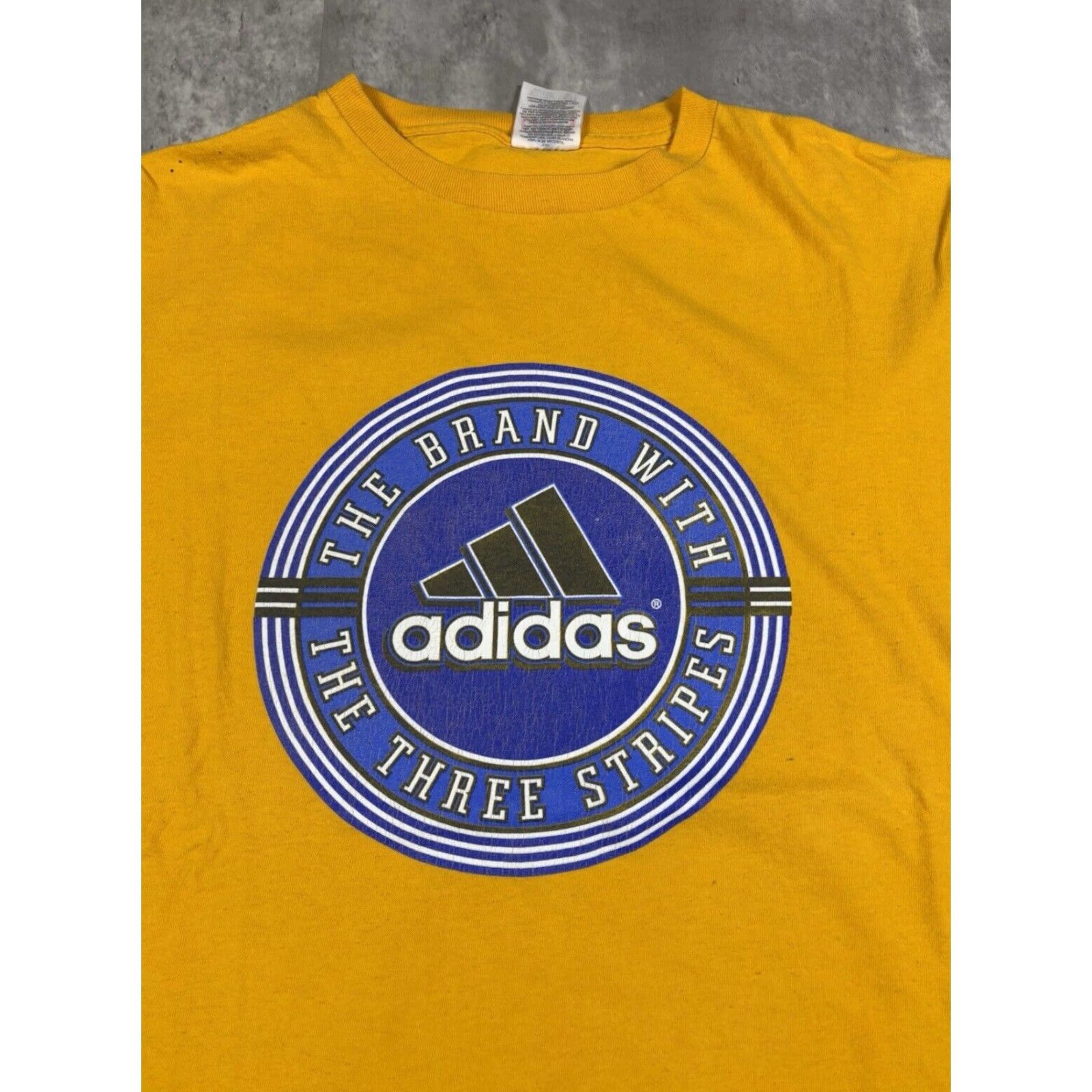 Adidas VINTAGE Adidas Three Stripe Promo T Shirt Mens Yellow L Striped Short Sleeve Crew Neck Cotton 90s USA Batman Backyardigans Beauty and the Beast Size US L / EU 52-54 / 3 - 3 Thumbnail