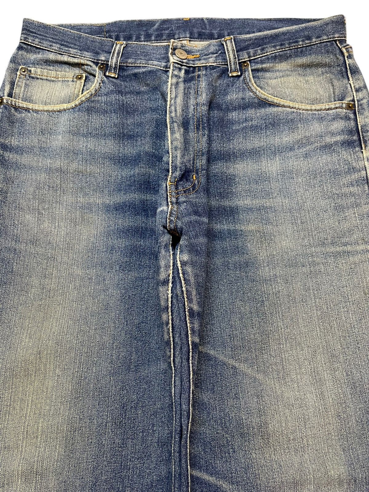 Denime Vintage Y2K Japanese Brand Blue Faded Wash Wide Leg Baggy Size US 33 - 3 Thumbnail