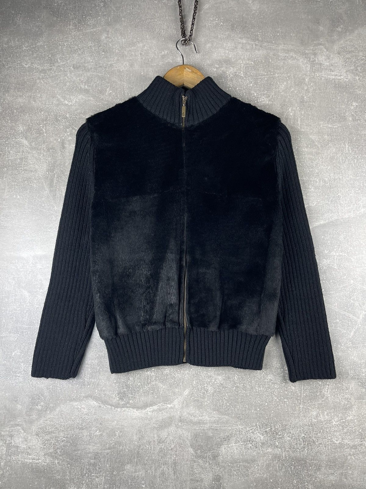 Moncler Moncler Rare 00s Wool Knit Jacket Pony Hair Panel Black Tag Size M / US 6-8 / IT 42-44 - 1 Thumbnail