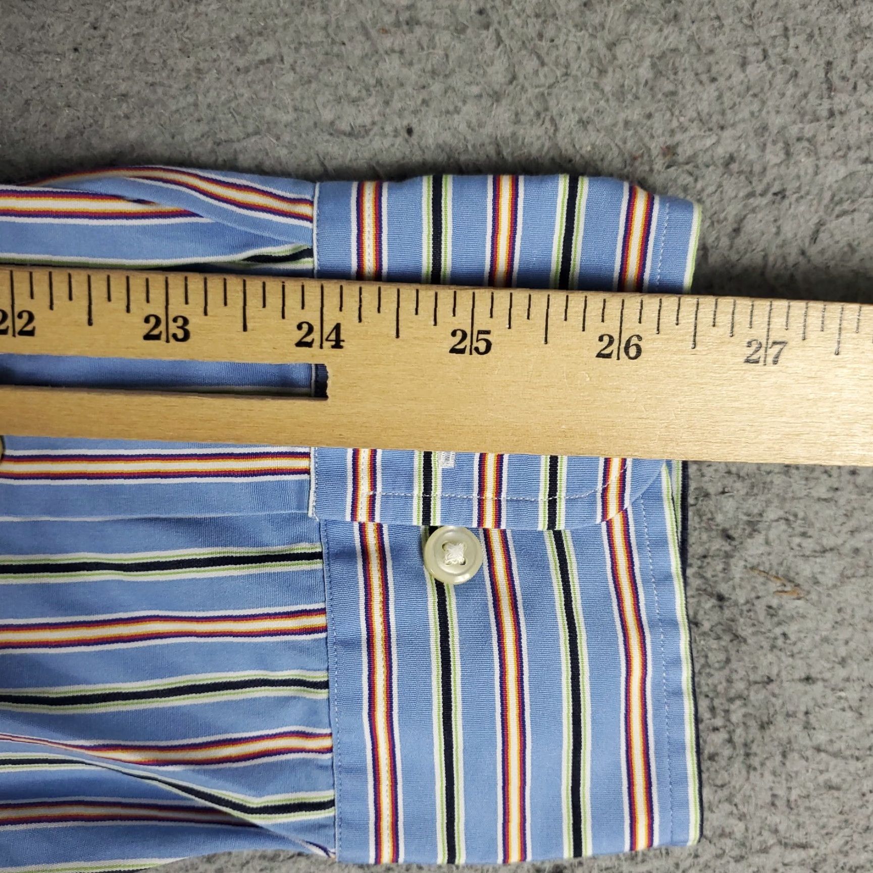 Ralph Lauren VINTAGE Ralph Lauren Dress Shirt Men Size 17 Blue Striped Cotton Long Sleeve Business Casual Size 46R - 6 Thumbnail