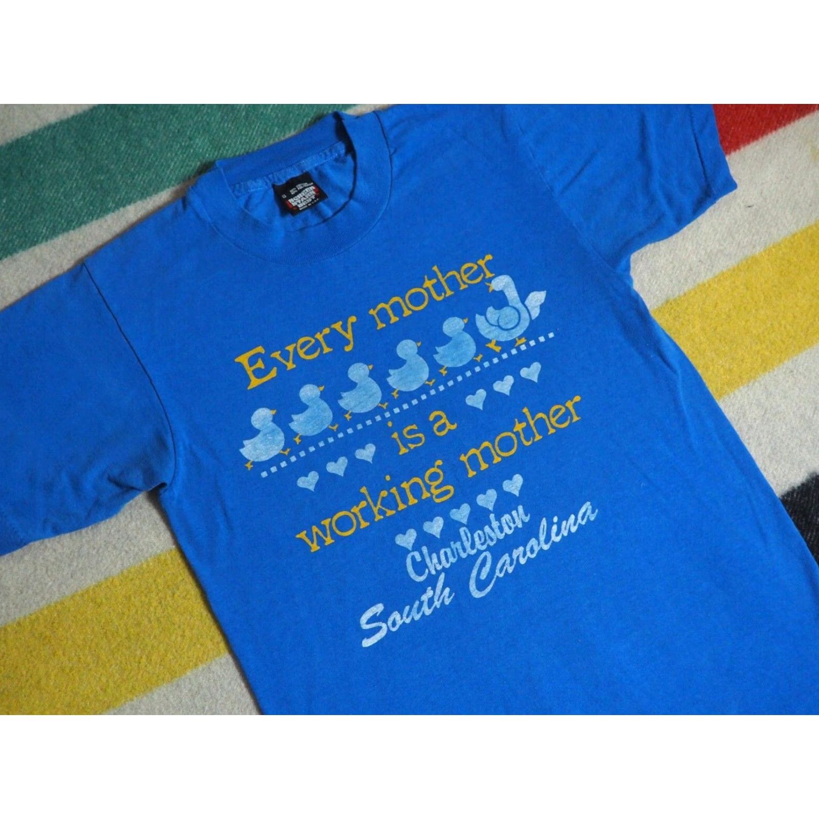 Vintage VTG 80s Screen Stars Mother Mom Womens Rights Faded Blue Carolina Tee T-Shirt S Size S / US 4 / IT 40 - 2 Thumbnail