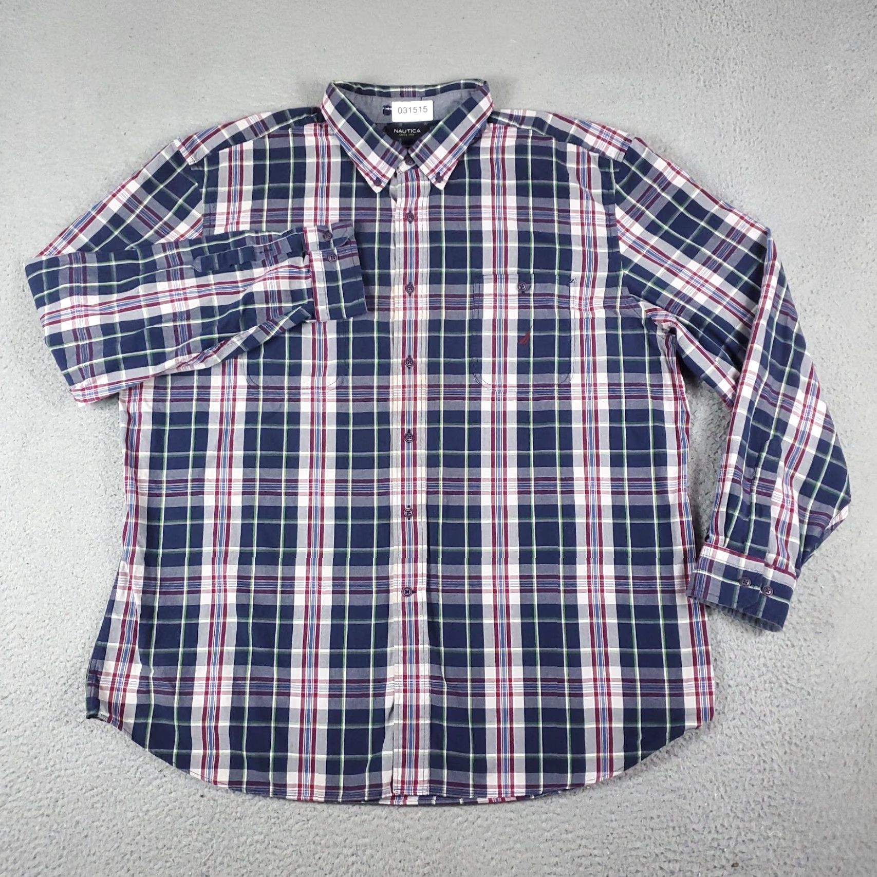 Nautica Nautica Shirt Mens 2XL Button-Down Plaid Long Sleeve Purple Blue Size US XXL / EU 58 / 5 - 3 Thumbnail