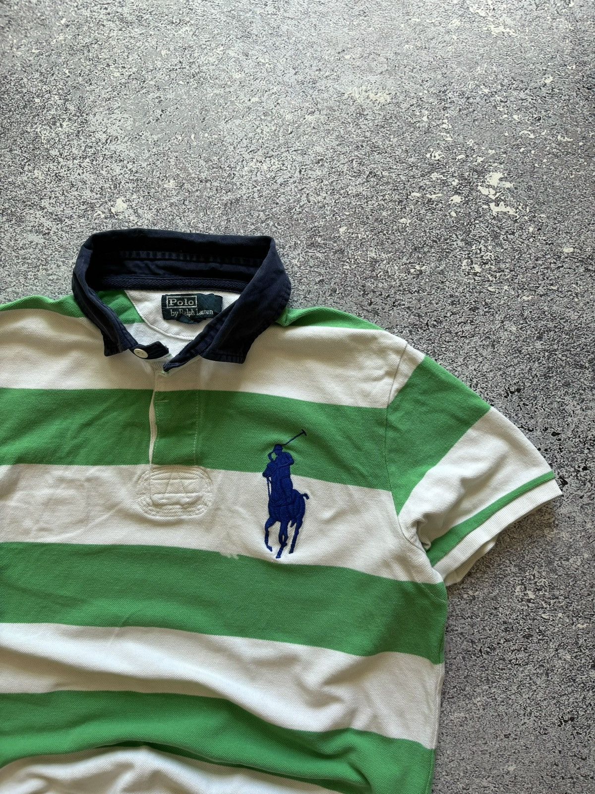 Polo Ralph Lauren × Ralph Lauren × Rugby Ralph Lauren Polo Ralph Lauren Rugby Striped Polo Big Pony Logo Retro 90s Size US L / EU 52-54 / 3 - 2 Thumbnail