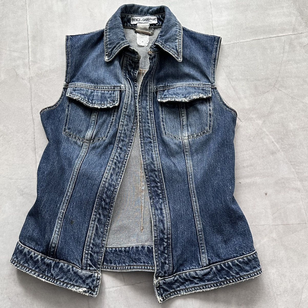 Dolce & Gabbana 90s Dolce & Gabbana Vintage Denim Vest Open Front Y2K Size S / US 4 / IT 40 - 2 Thumbnail