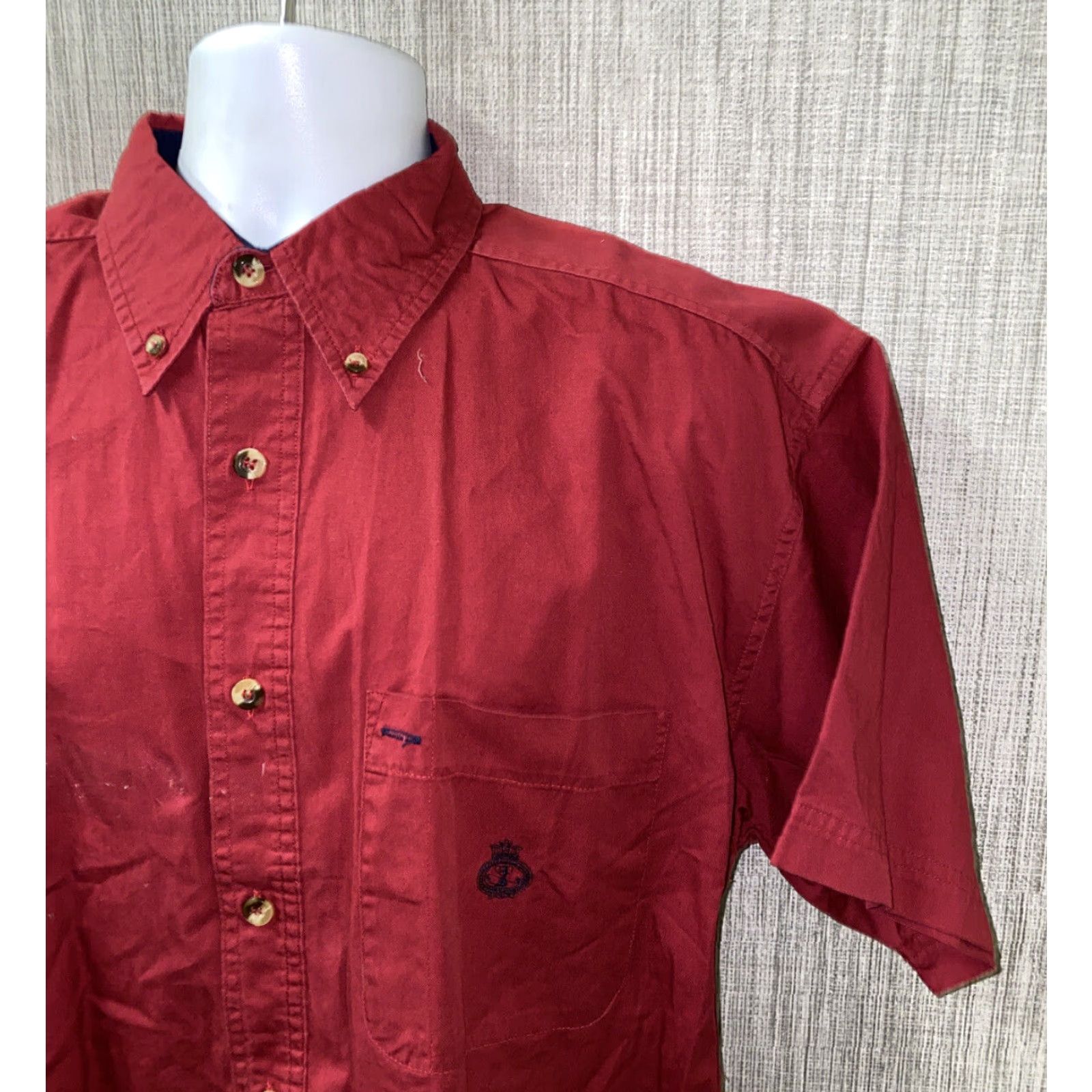 Vintage Regatta Shirt Men Short Sleeve Button-Up Red Size M NWT Casual Cotton Regular Fit Size US M / EU 48-50 / 2 - 2 Thumbnail