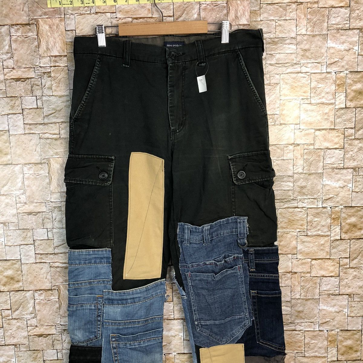 Japanese Brand Navy Produce custom patchwork Cargo Multipocket Pants #A139 Size US 34 / EU 50 - 2 Thumbnail